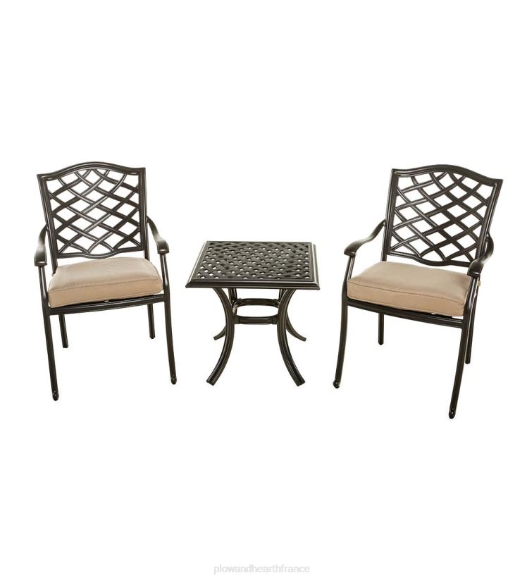 Plow & Hearth articles ménagers fauteuils d'extérieur en fonte d'aluminium Park Grove avec coussins, lot de 2 0BNZ3216