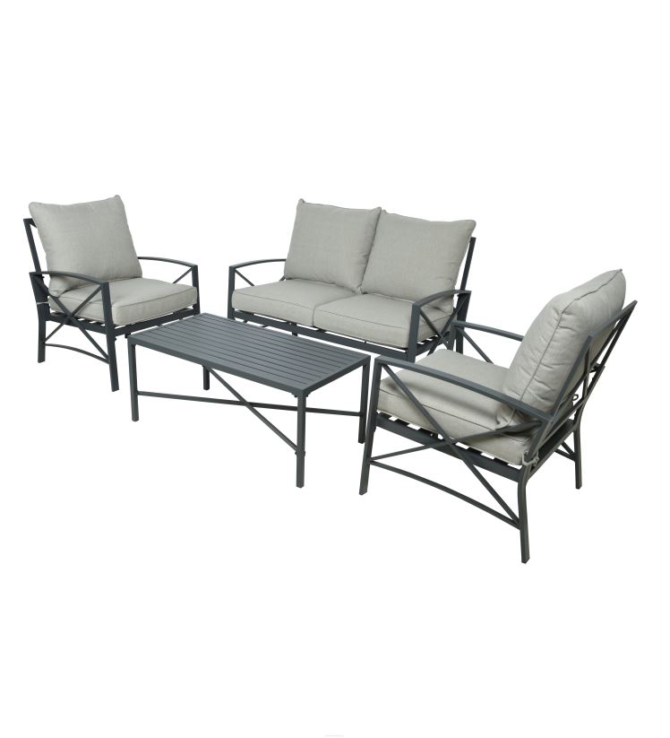 Plow & Hearth articles ménagers sièges de patio extérieurs en fonte d'aluminium arlington avec coussins, ensemble de 4 pièces 0BNZ1140