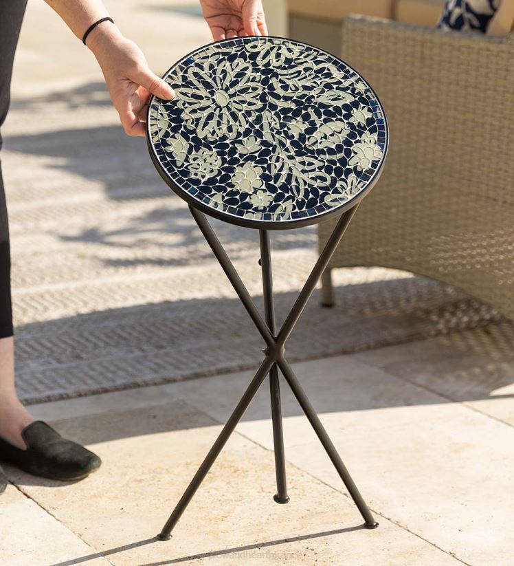 Plow & Hearth articles ménagers table d'appoint pliante à croquis floral intérieur/extérieur 0BNZ1184