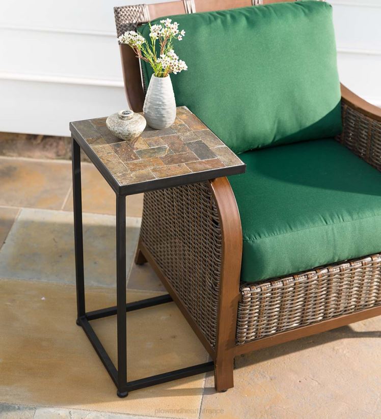 Plow & Hearth articles ménagers table d'appoint pull-up en mosaïque d'ardoise 0BNZ1088