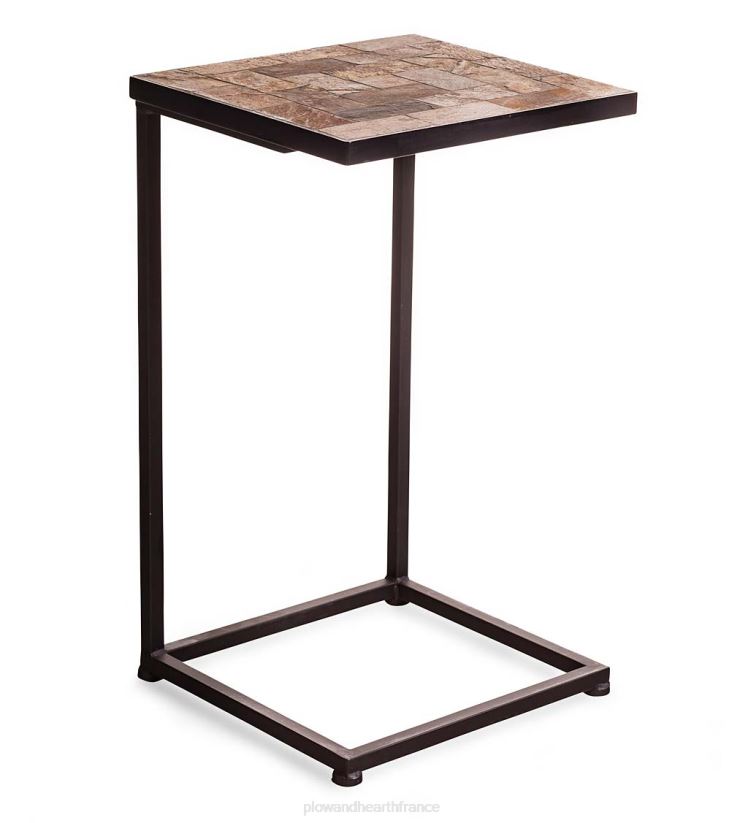 Plow & Hearth articles ménagers table d'appoint pull-up en mosaïque d'ardoise 0BNZ1088