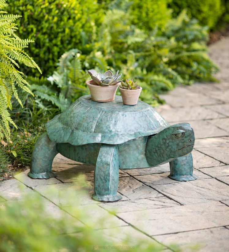 Plow & Hearth articles ménagers table d'appoint tortue en métal peint à la main 0BNZ1179