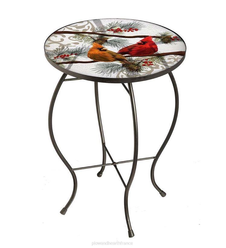 Plow & Hearth articles ménagers table en verre de cardinaux de vacances d'intérieur/extérieur 0BNZ1136