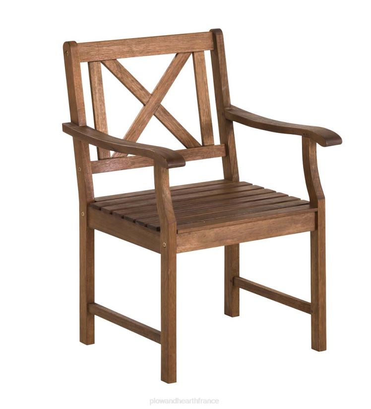 Plow & Hearth articles ménagers table et chaises rondes en eucalyptus Claremont 0BNZ1147