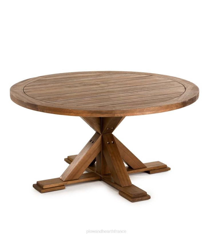 Plow & Hearth articles ménagers table et chaises rondes en eucalyptus Claremont 0BNZ1147