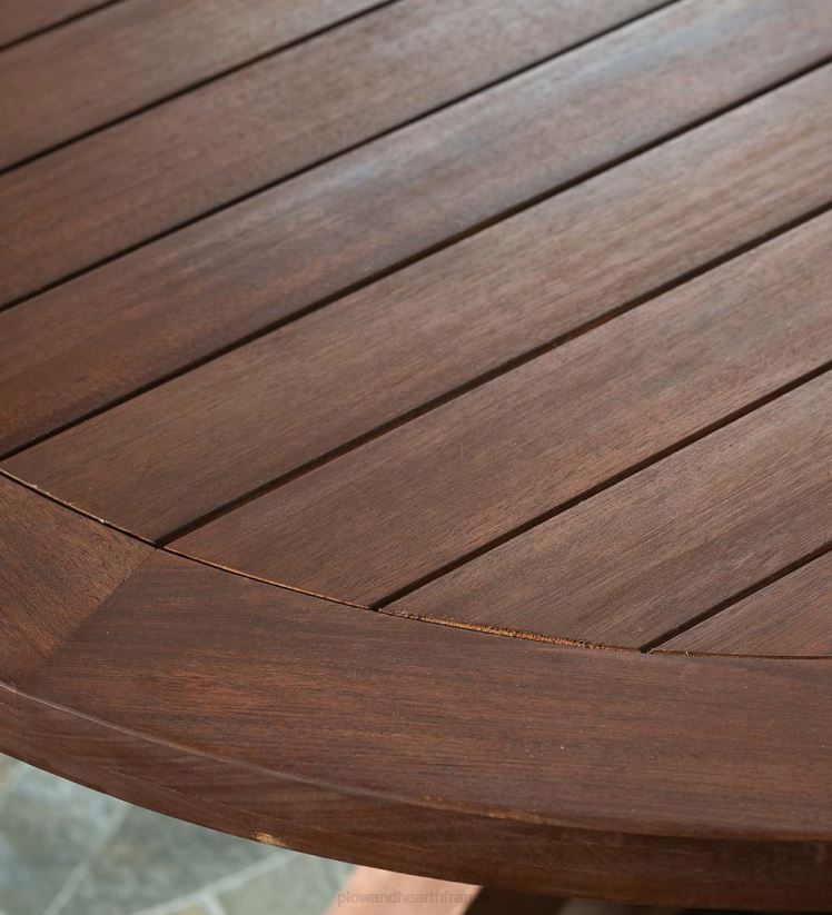 Plow & Hearth articles ménagers table et chaises rondes en eucalyptus Claremont 0BNZ1147