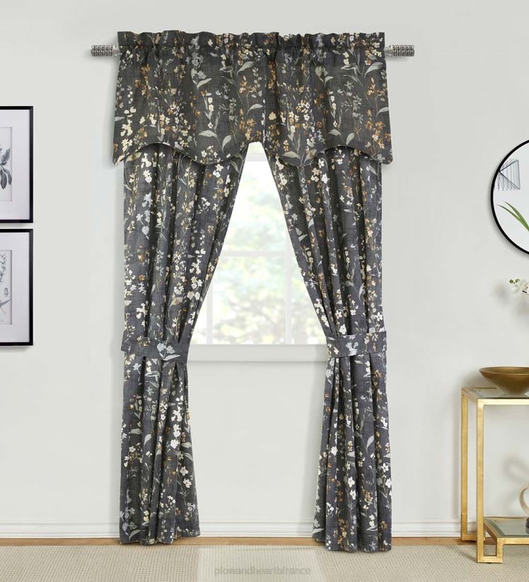 Plow & Hearth articles ménagers Paire de rideaux d'aspect lin floral rockport avec embrasses, 84