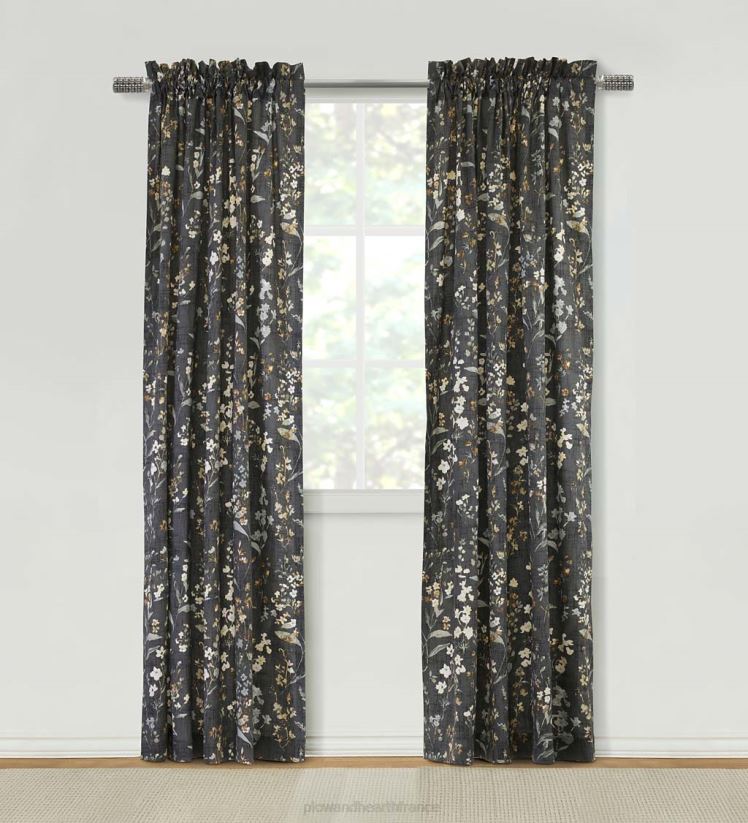 Plow & Hearth articles ménagers Paire de rideaux d'aspect lin floral rockport avec embrasses, 84
