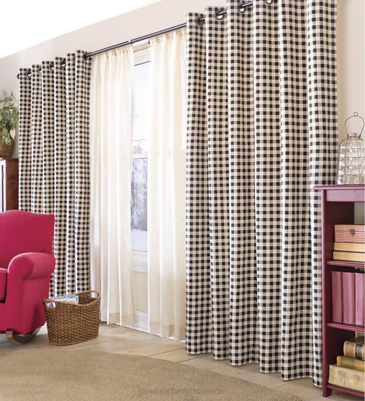 Plow & Hearth articles ménagers Paire de rideaux double largeur à œillets à carreaux thermalologiques, 84