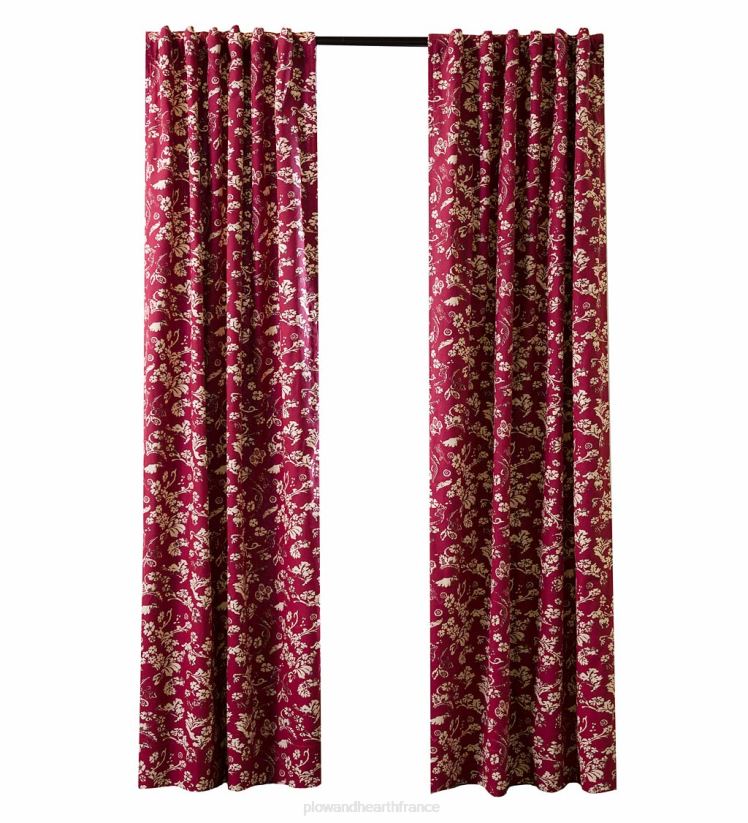 Plow & Hearth articles ménagers Panneau de rideau isolé à passe-tringle en damassé floral, 42"l x 63"l - rouge 0BNZ3148