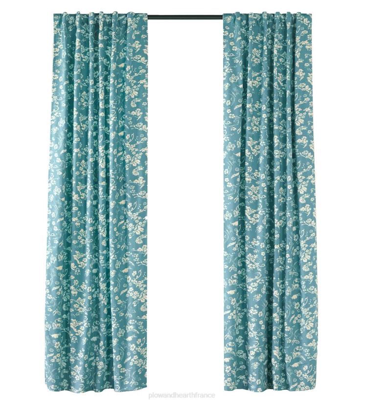 Plow & Hearth articles ménagers panneau court isolé en damassé floral avec passe-tringle, 42"l x 45"l - bleu 0BNZ3145