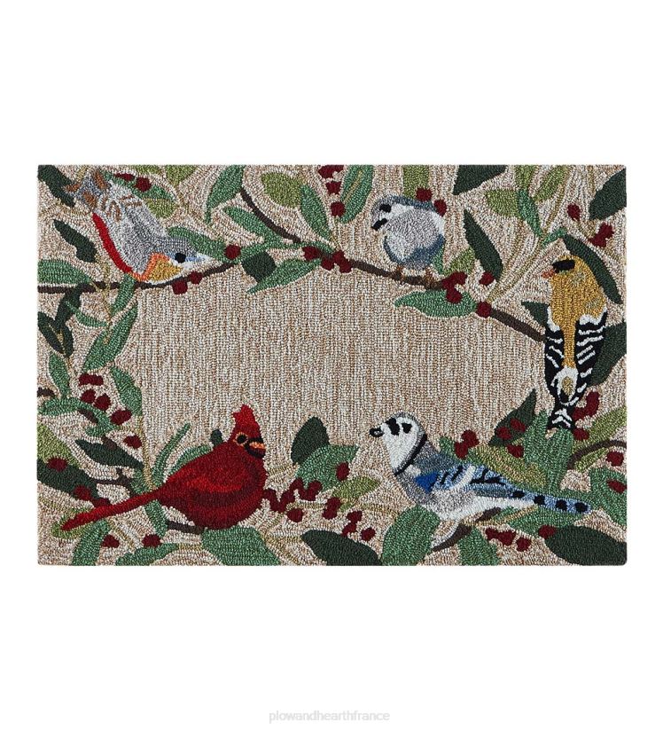 Plow & Hearth articles ménagers Tapis à bordure d'oiseaux en mélange synthétique intérieur/extérieur 0BNZ1390