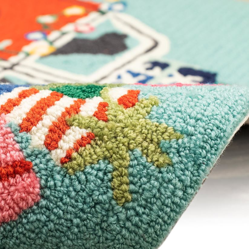 Plow & Hearth articles ménagers Tapis d'accent Happy Howlidays crocheté à la main pour intérieur/extérieur 0BNZ1332