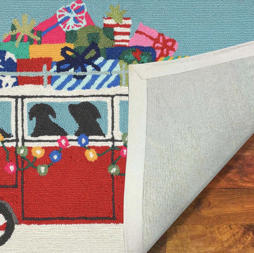 Plow & Hearth articles ménagers Tapis d'accent Happy Howlidays crocheté à la main pour intérieur/extérieur 0BNZ1332