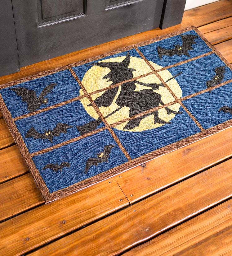 Plow & Hearth articles ménagers Tapis d'accent crocheté de sorcière volante d'Halloween intérieur/extérieur 0BNZ1451
