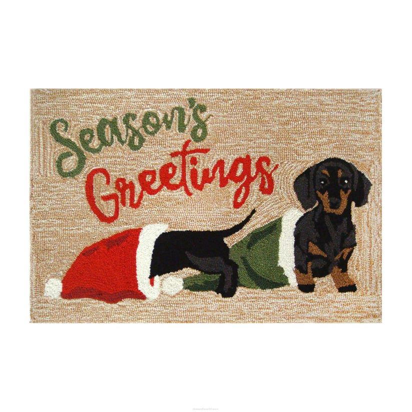 Plow & Hearth articles ménagers Tapis décoratif de teckels de Noël crocheté à la main intérieur/extérieur 0BNZ1338