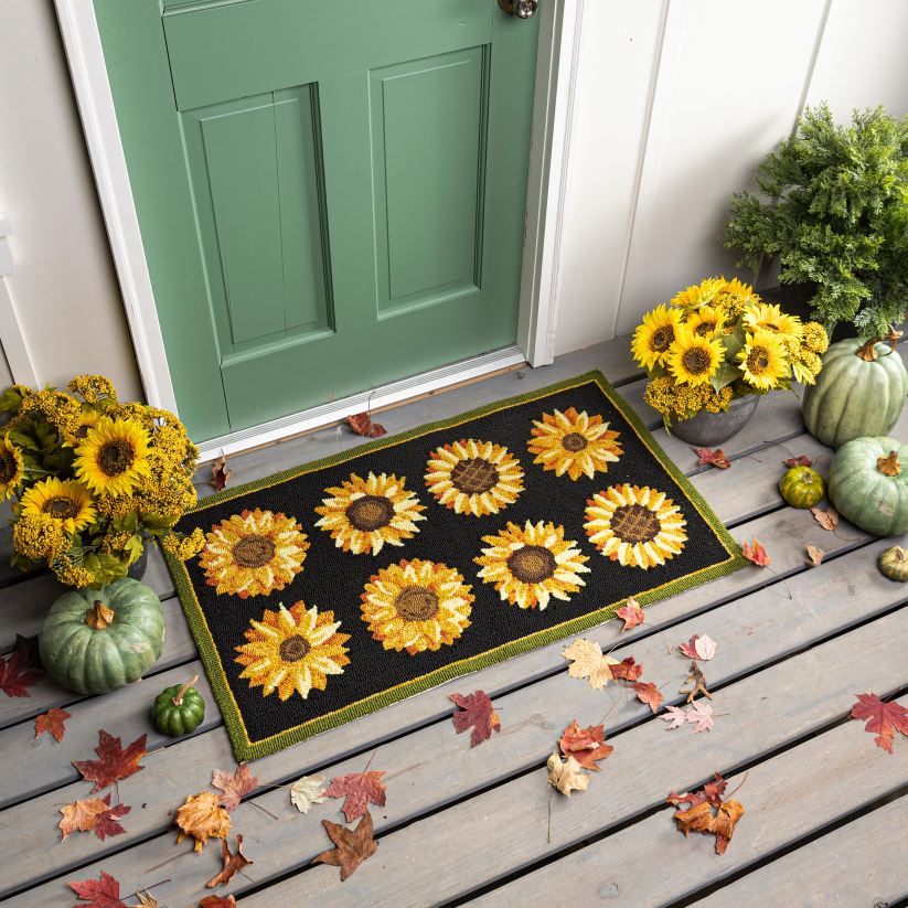 Plow & Hearth articles ménagers Tapis décoratif en polypropylène crocheté à la main pour champs de tournesols intérieur/extérieur 0BNZ1311