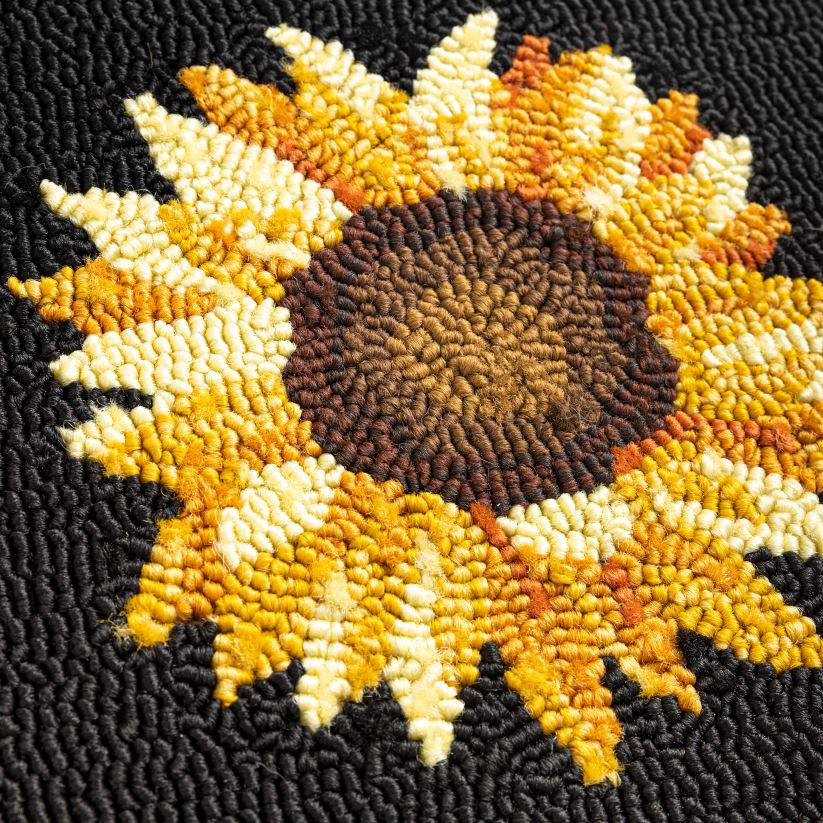 Plow & Hearth articles ménagers Tapis décoratif en polypropylène crocheté à la main pour champs de tournesols intérieur/extérieur 0BNZ1311
