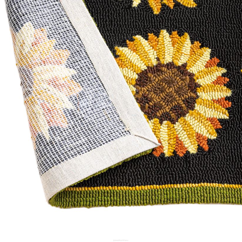 Plow & Hearth articles ménagers Tapis décoratif en polypropylène crocheté à la main pour champs de tournesols intérieur/extérieur 0BNZ1311