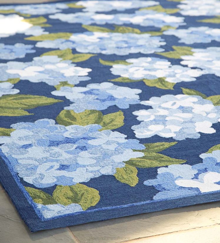 Plow & Hearth articles ménagers Tapis intérieur/extérieur hortensia 0BNZ1271