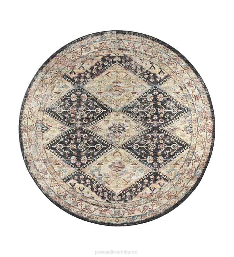 Plow & Hearth articles ménagers Tapis rond arlequin de moulin de tombes d'intérieur/extérieur 0BNZ1353