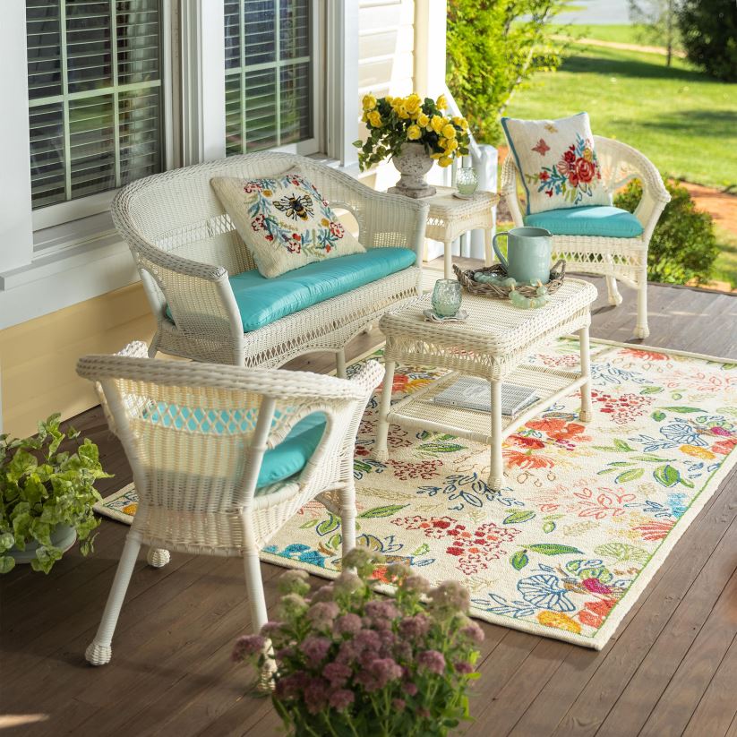 Plow & Hearth articles ménagers Tapis tapis en polypropylène champ de fleurs intérieur/extérieur 0BNZ1285