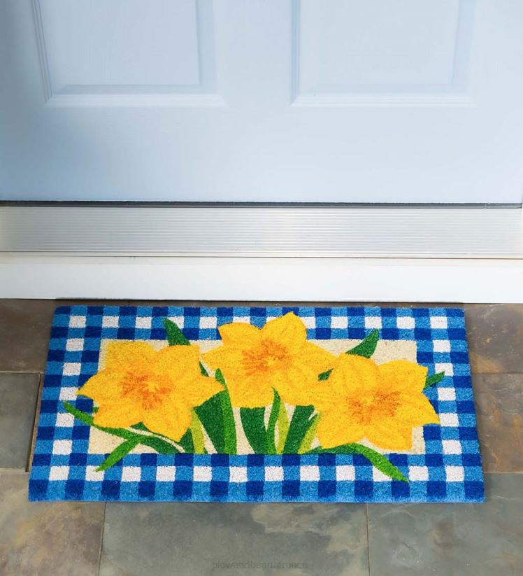 Plow & Hearth articles ménagers Tapis vinyl en fibre de coco jonquilles à carreaux Buffalo 0BNZ1386
