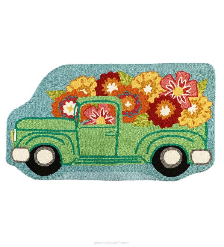 Plow & Hearth articles ménagers tapis crocheté floral en forme de camion intérieur/extérieur 0BNZ1411