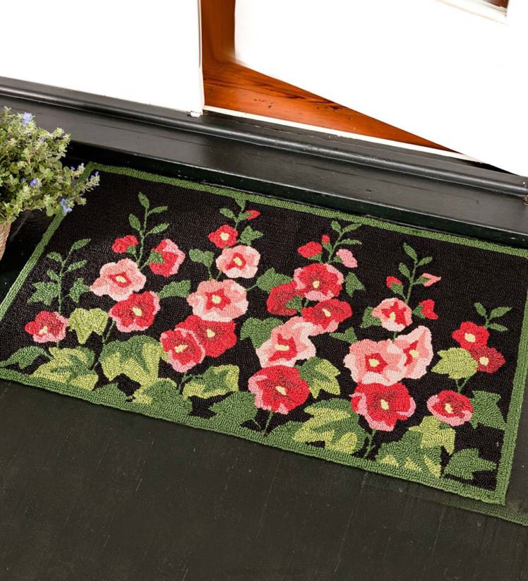 Plow & Hearth articles ménagers tapis d'accent crocheté rose trémière intérieur/extérieur 0BNZ1287