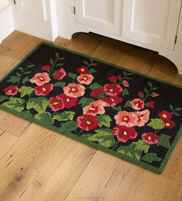 Plow & Hearth articles ménagers tapis d'accent crocheté rose trémière intérieur/extérieur 0BNZ1287