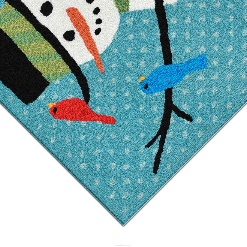 Plow & Hearth articles ménagers tapis d'accent de bonhomme de neige et d'oiseaux crocheté à la main pour intérieur/extérieur 0BNZ1316