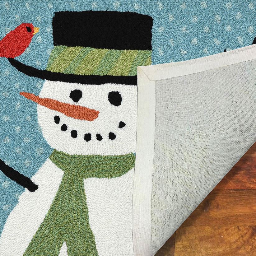 Plow & Hearth articles ménagers tapis d'accent de bonhomme de neige et d'oiseaux crocheté à la main pour intérieur/extérieur 0BNZ1316