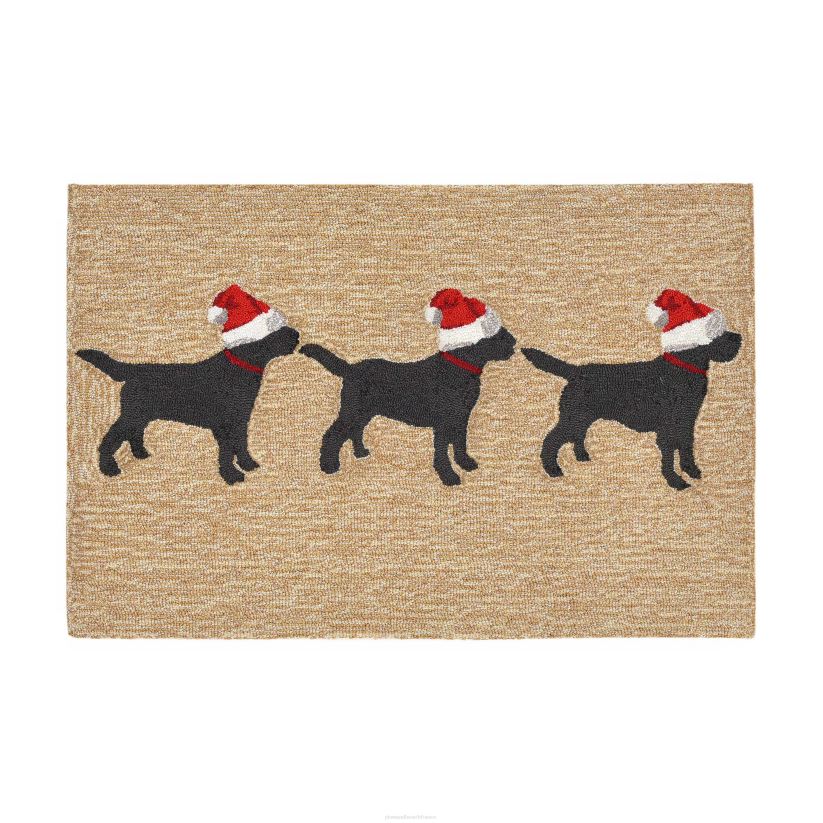 Plow & Hearth articles ménagers tapis d'accent de chiens de Noël crocheté à la main intérieur/extérieur 0BNZ1333
