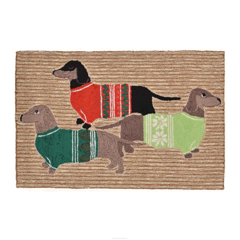 Plow & Hearth articles ménagers tapis d'accent de chiens de pull de vacances crocheté à la main intérieur/extérieur 0BNZ1336