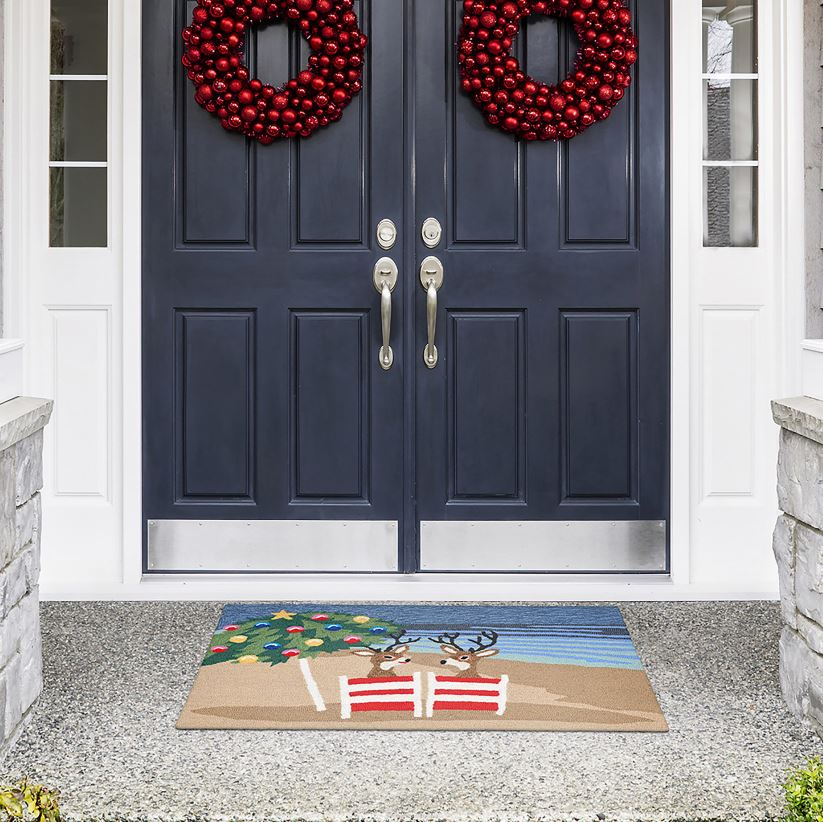 Plow & Hearth articles ménagers tapis d'accent de renne de plage crocheté à la main intérieur/extérieur 0BNZ1325