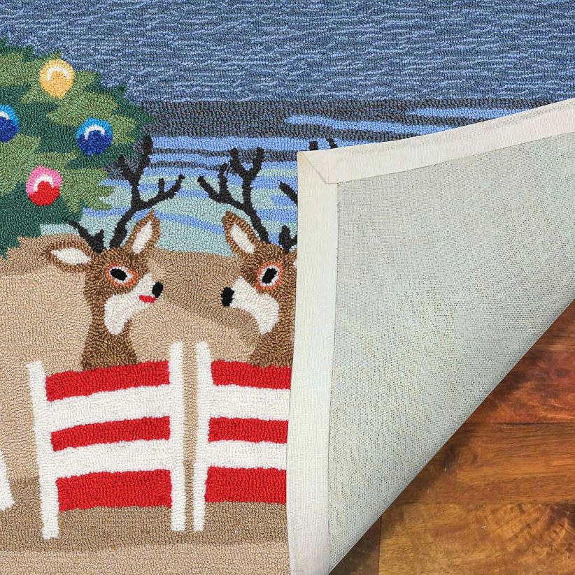 Plow & Hearth articles ménagers tapis d'accent de renne de plage crocheté à la main intérieur/extérieur 0BNZ1325