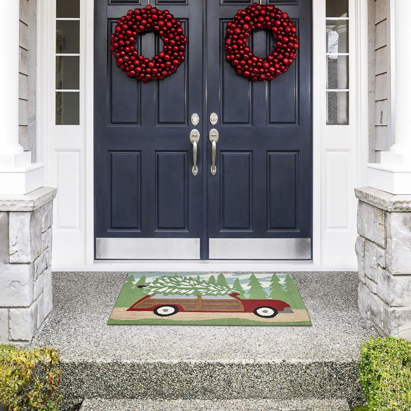 Plow & Hearth articles ménagers tapis d'appoint en pin de Noël crocheté à la main pour intérieur/extérieur 0BNZ1321