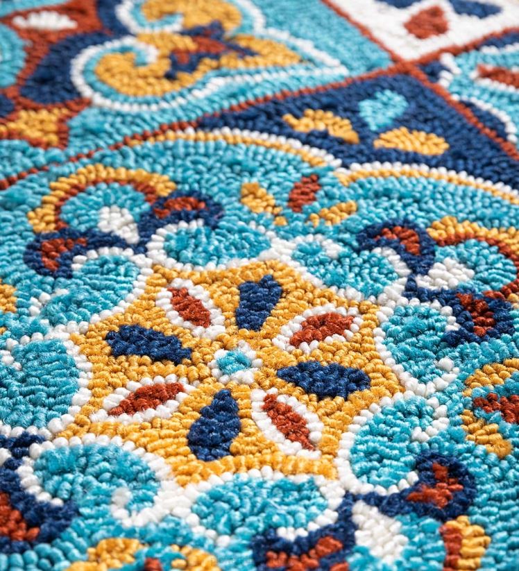 Plow & Hearth articles ménagers tapis d'appoint en polypropylène crocheté inspiré des carreaux intérieur/extérieur 0BNZ1289