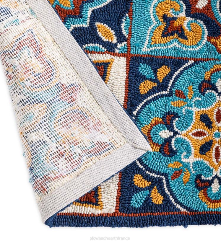 Plow & Hearth articles ménagers tapis d'appoint en polypropylène crocheté inspiré des carreaux intérieur/extérieur 0BNZ1289