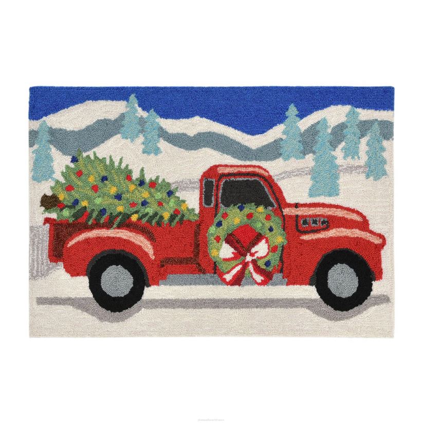 Plow & Hearth articles ménagers tapis décoratif de camion de Noël crocheté à la main intérieur/extérieur 0BNZ1335
