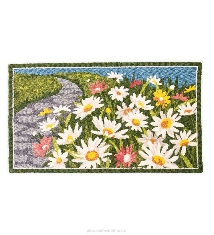 Plow & Hearth articles ménagers tapis décoratif en polypropylène crocheté intérieur/extérieur en forme de marguerite 0BNZ1346