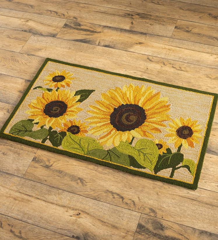 Plow & Hearth articles ménagers tapis décoratif en polypropylène crocheté tournesol intérieur/extérieur 0BNZ1385