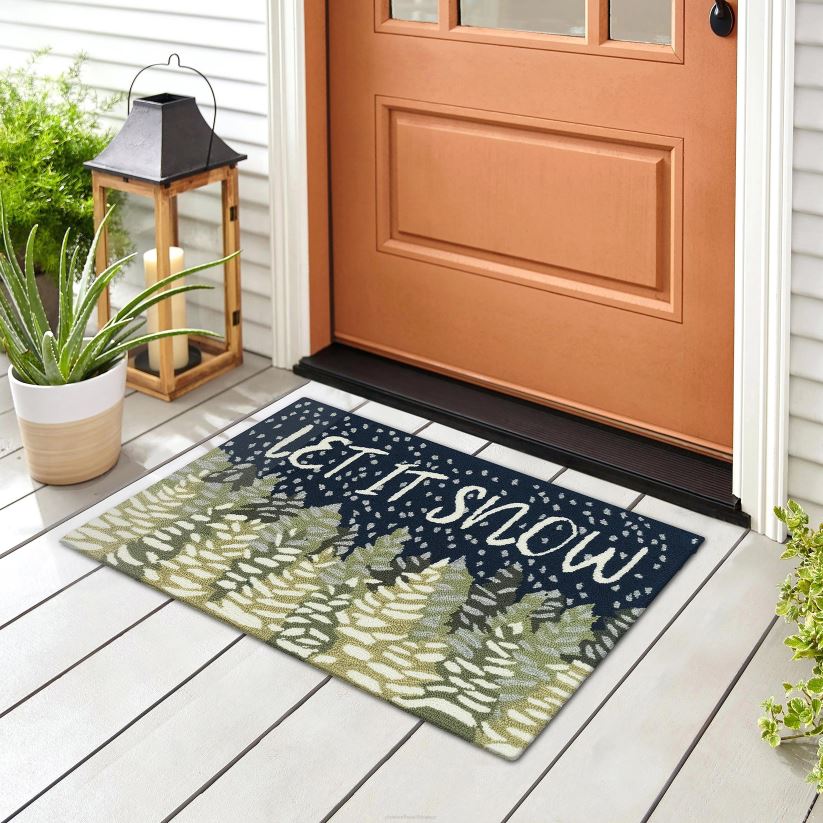 Plow & Hearth articles ménagers tapis décoratif intérieur/extérieur crocheté à la main laissez-le neiger 0BNZ1307