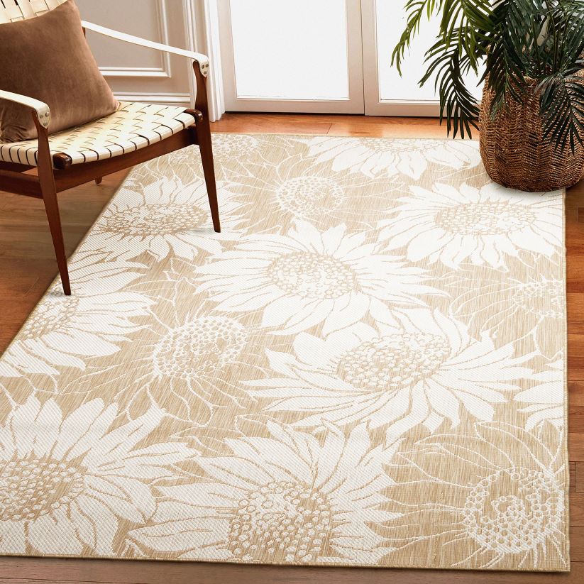 Plow & Hearth articles ménagers tapis tournesol intérieur/extérieur 0BNZ1442