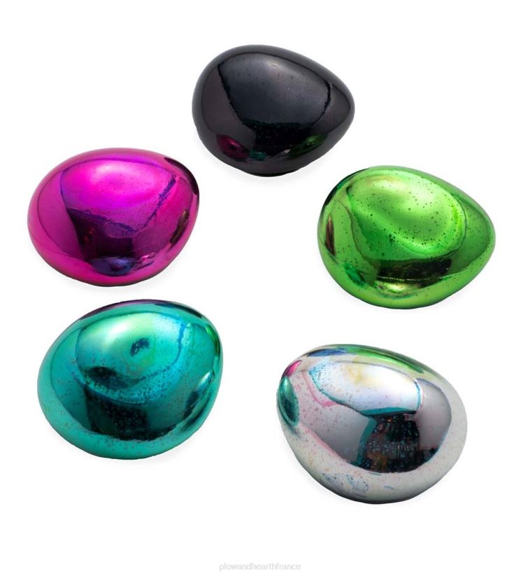 Plow & Hearth articles ménagers Roches de jardin lumineuses décoratives en verre d'art éclairé - vert 0BNZ1680