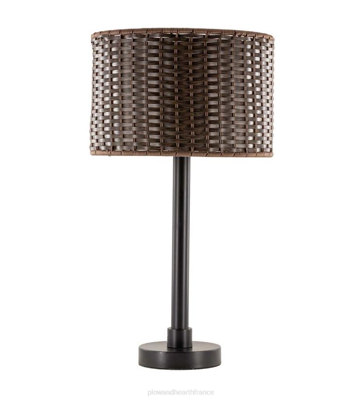 Plow & Hearth articles ménagers lampe de table d'extérieur résistante aux intempéries avec abat-jour en osier - marron 0BNZ1658