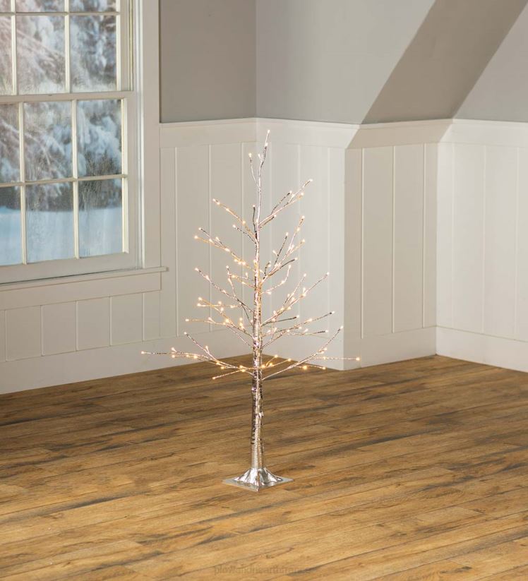 Plow & Hearth articles ménagers Arbre métallique argenté intérieur/extérieur avec lumières à double fonction 0BNZ1672