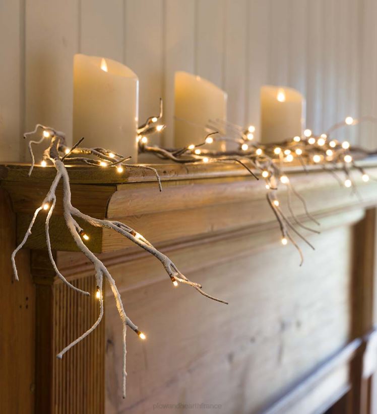 Plow & Hearth articles ménagers Guirlande enneigée intérieur/extérieur avec 48 micro lumières, 5'l 0BNZ1676