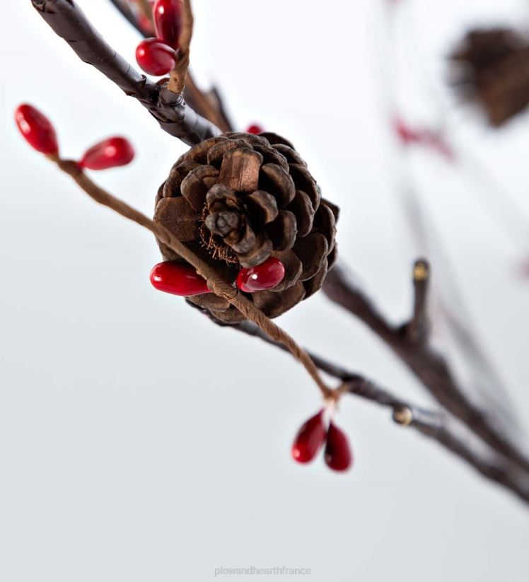 Plow & Hearth articles ménagers Pomme de pin de table éclairée intérieure/extérieure et arbre à fruits rouges 0BNZ1675