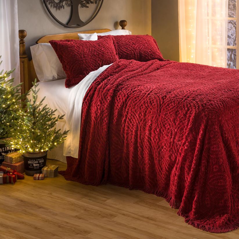 Plow & Hearth articles ménagers Couvre-lit et taies décoratives en chenille touffetée pour alliances 0BNZ2650